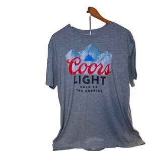 Coors Light Beer T-Shirt Mens XXL Gray Cold As The Rockies Graphic Tee Heathered